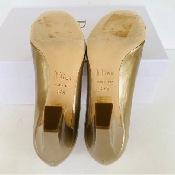 Christian Dior metallic beige buckle heels 37.5 - Picture 13 of 16